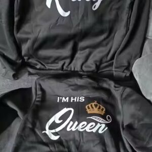 Black Couple Sweatshirts with White and Gold Print